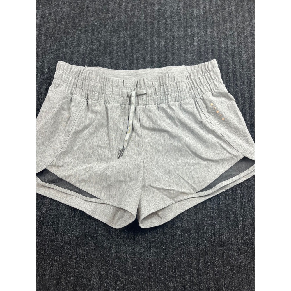 Womens Heather Gray 2-in-1 Running Shorts Athletic Gym Training Shorts - Picture 2 of 6